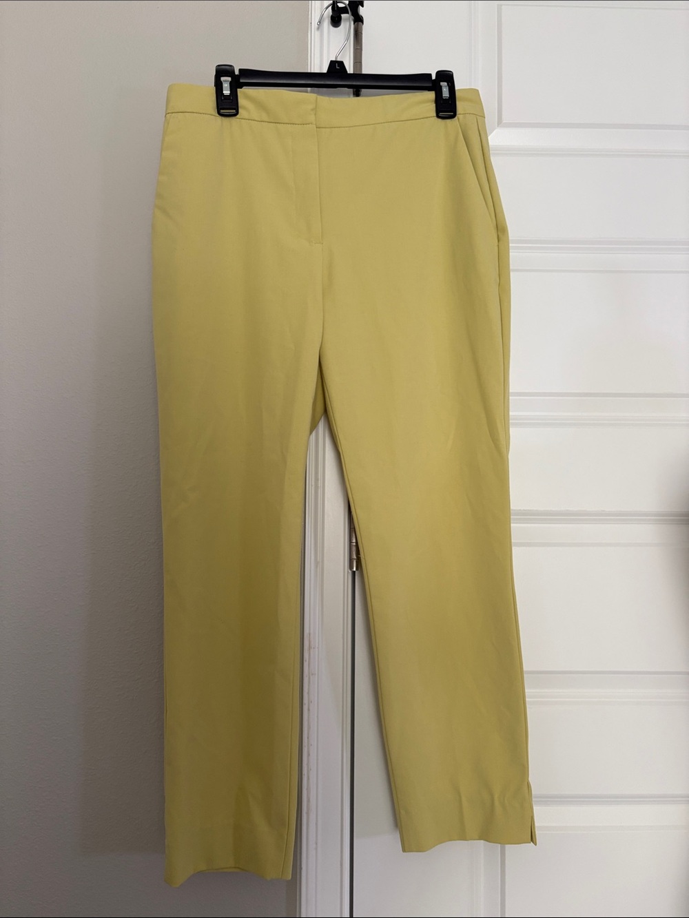 Zara Straight-Leg Ankle Pants in Pale Yellow